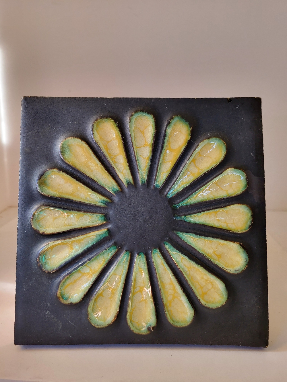 MCM Brutalist Portuguese Flower Tile Wall Trivet 6×6"